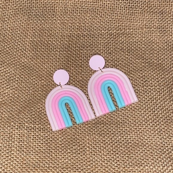 Rainbow Pastel light colors Pink blue New Boho Clay 90s y2k - Picture 1 of 8